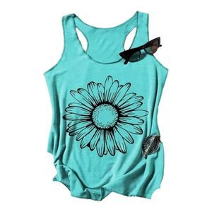 Floral Print Crew Neck Tank Top, Casual Sleeveless Tank Top For Summer Medium